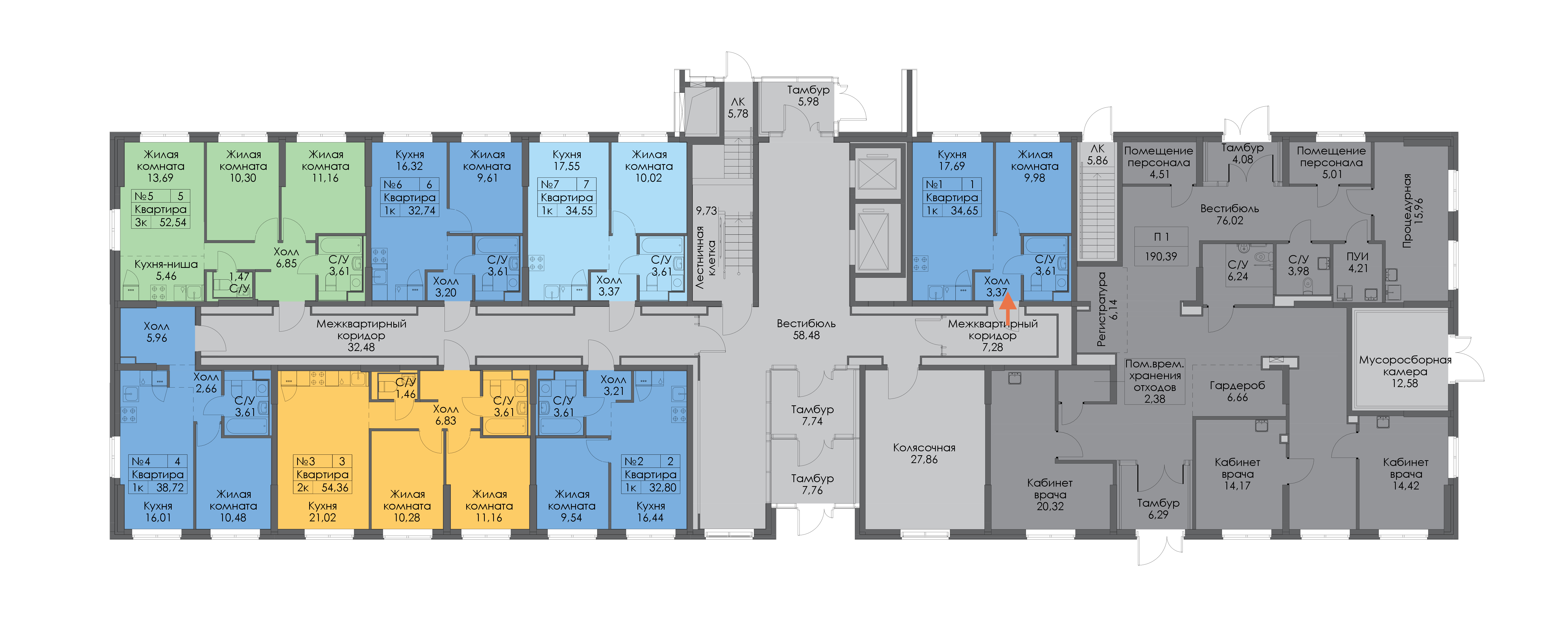 1-комнатная квартира 34.65 м², 1/15 эт., ЖК «Заречный парк»
